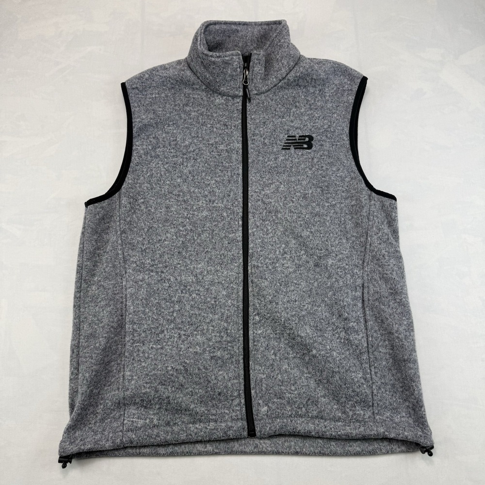 New Balance Men's Gray Fleece Full Zip Vest Size L